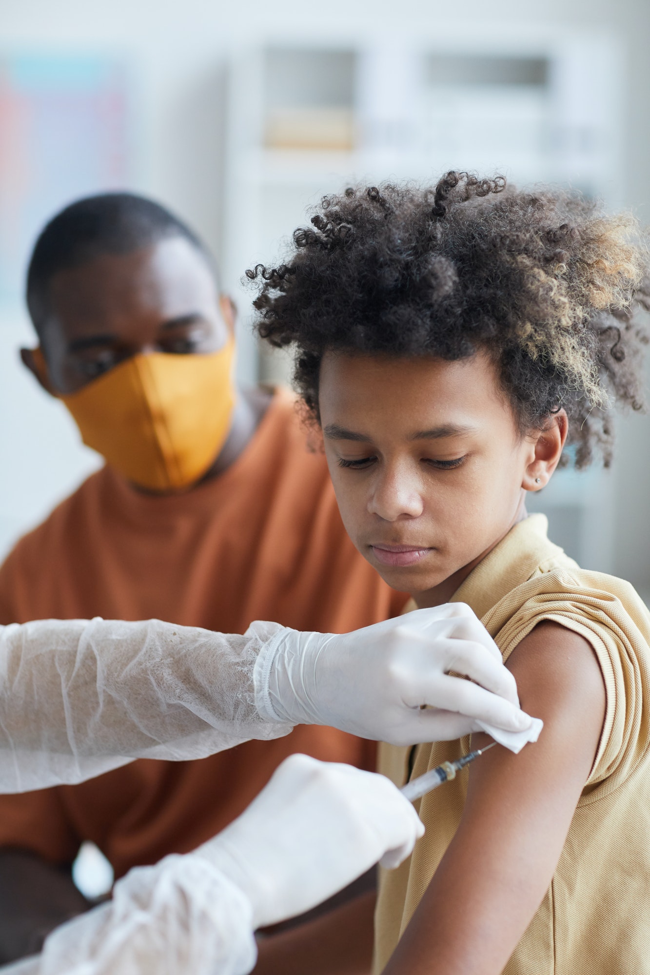 African-American Boy in Vaccination Clinic
